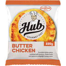 The hub goumet butter chicken pie 220g