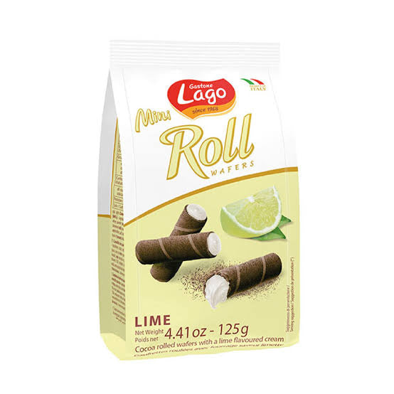 Lago mini roll wafers lime 125g