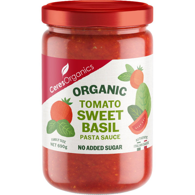 Ceres organic tomato sweet basil pasta sauce 690g