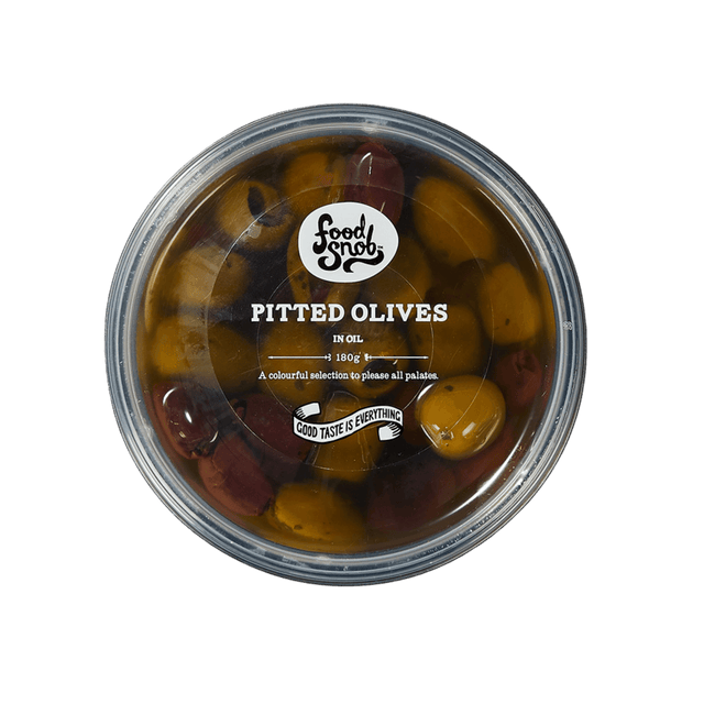 Food snob pitted olives in oil 180g