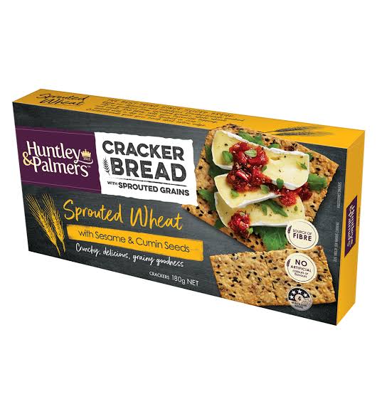 Huntley & palmers cracker bread sprouted wheat with sesame & cumin seeds 180g net