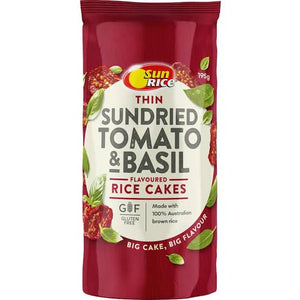 Sun rice thin   tomato &  basil  rice crackers(GF) 195g