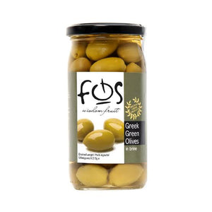 Fos Greek green olives in brine 215g