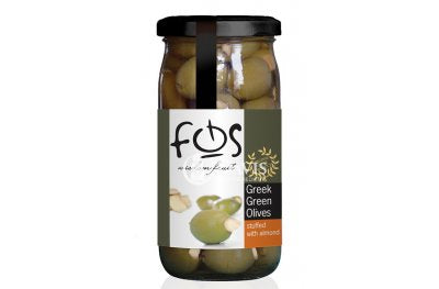 Fos Greek green olives stuffed with almond 215g