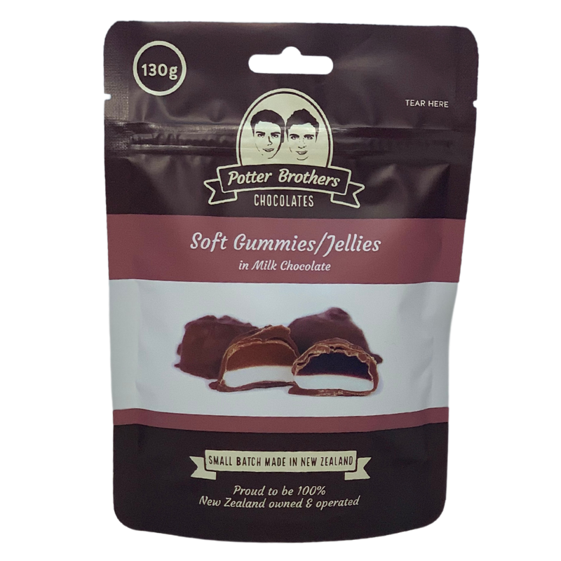 Potter brothers soft gummies $ jellies in milk chocolate 130g