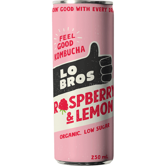 Lo bros kombucha Raspberry & Lemon 250ml Can